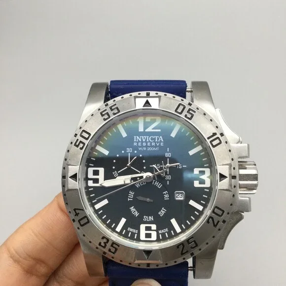 Invicta Reserve Excursion Chronograph Watch Men 54mm Silver Tone New battery